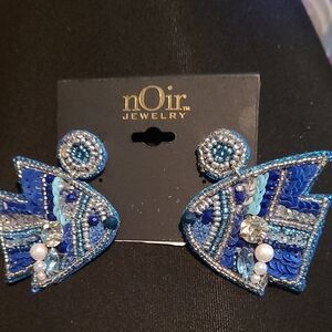 nOir Jewelry Vibrant Blue and Silver Earrings